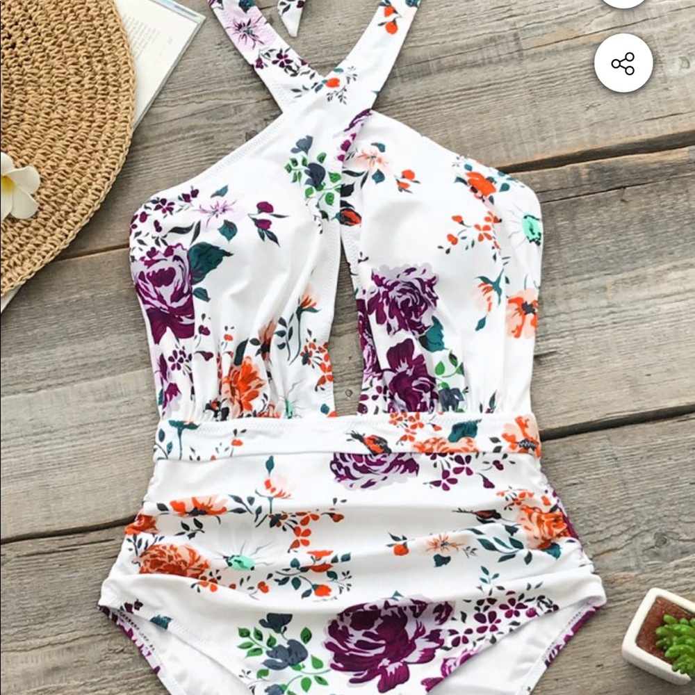 Cupshe colorful floral one piece bathing suit